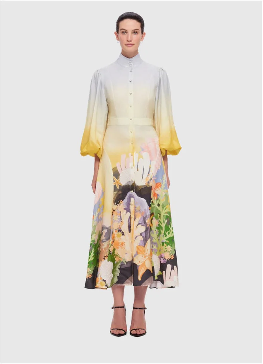 Leo Lin Nellie Midi Dress Neptune Print in Seashell photo 1