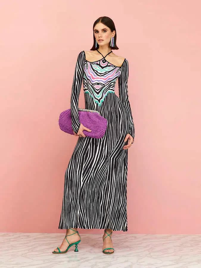 Nocturne Long Sleeve Long Dress Zebra Pattern Size XS / AU 6 photo 1
